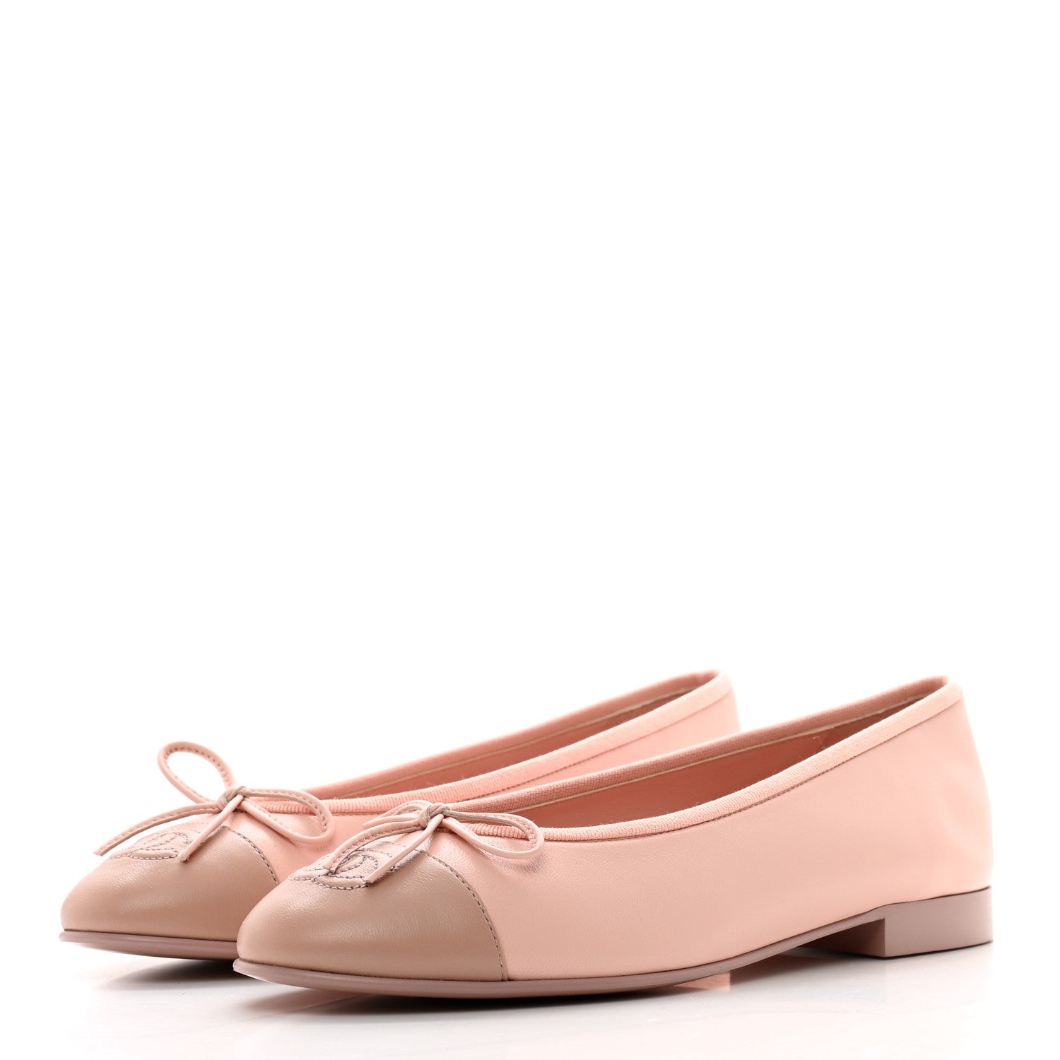 Chanel Lambskin Cap Toe CC Ballerina Flats 37.5 Light Pink Dark Pink 3 of 9