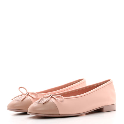 Chanel Lambskin Cap Toe CC Ballerina Flats 37.5 Light Pink Dark Pink 3 of 9