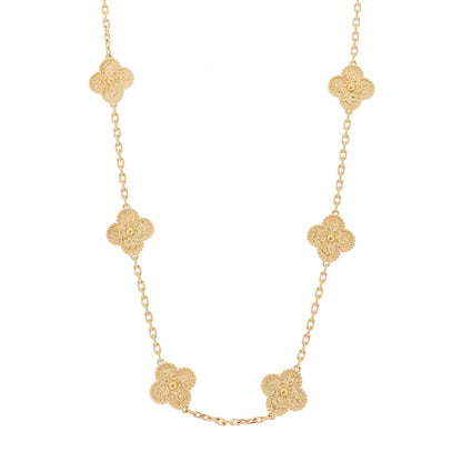 Van Cleef & Arpels 18K Yellow Gold 10 Motifs Guilloche Vintage Alhambra Necklace 1 of 6