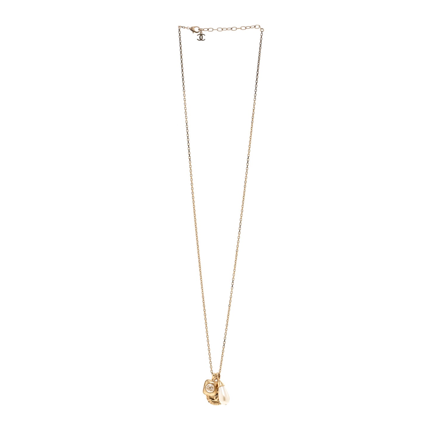 Crystal Pearl Necklace Gold