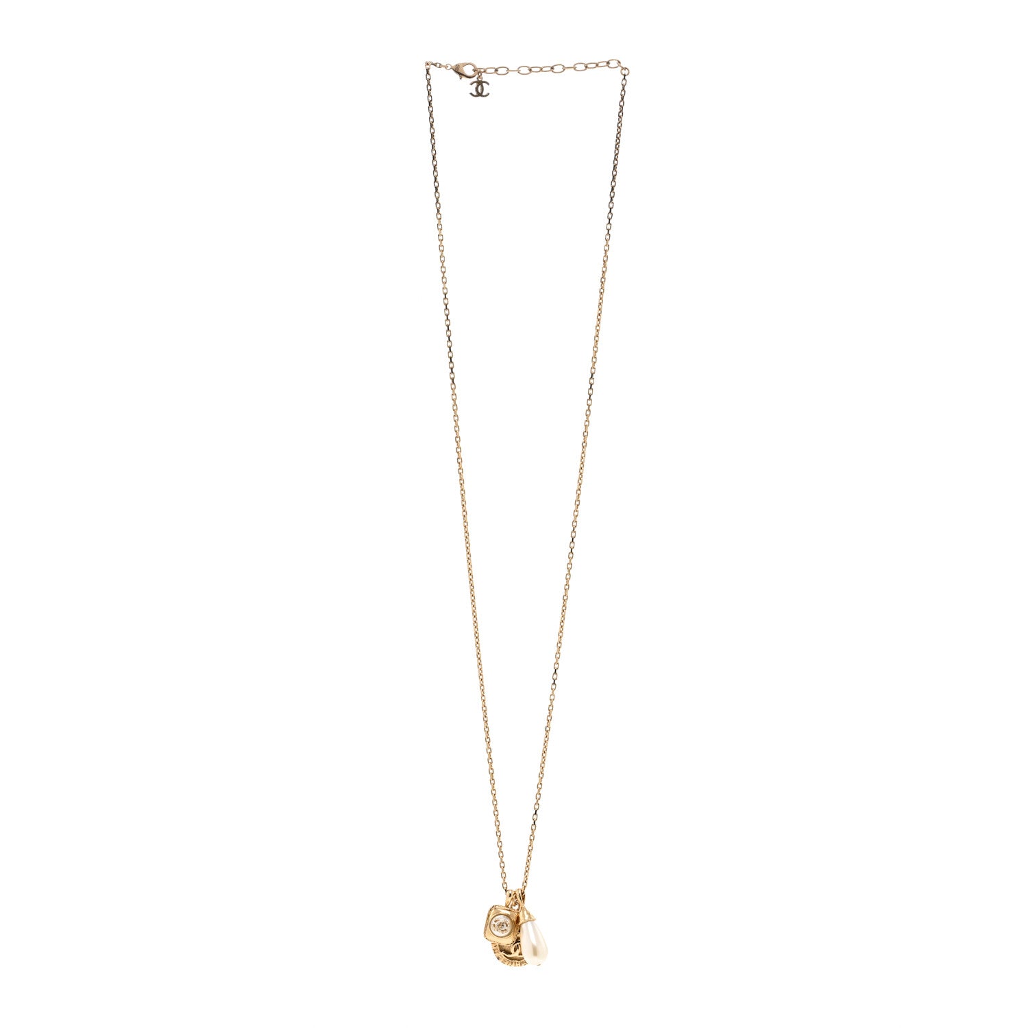Chanel Crystal Pearl Necklace Gold 3 of 6