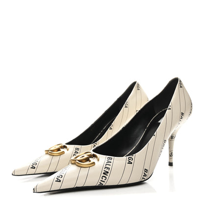 Gucci X BALENCIAGA Nappa Charlotte Allover Logo GG Pumps 38.5 Mystic White Black 4 of 9