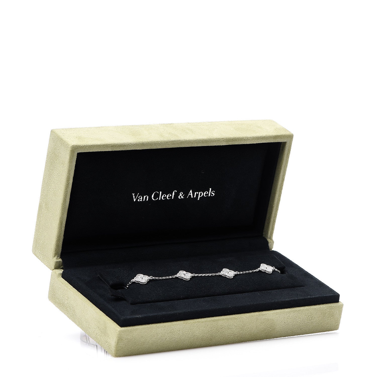 Van Cleef & Arpels 18K White Gold Diamond 6 Motifs Sweet Alhambra Bracelet 5 of 5
