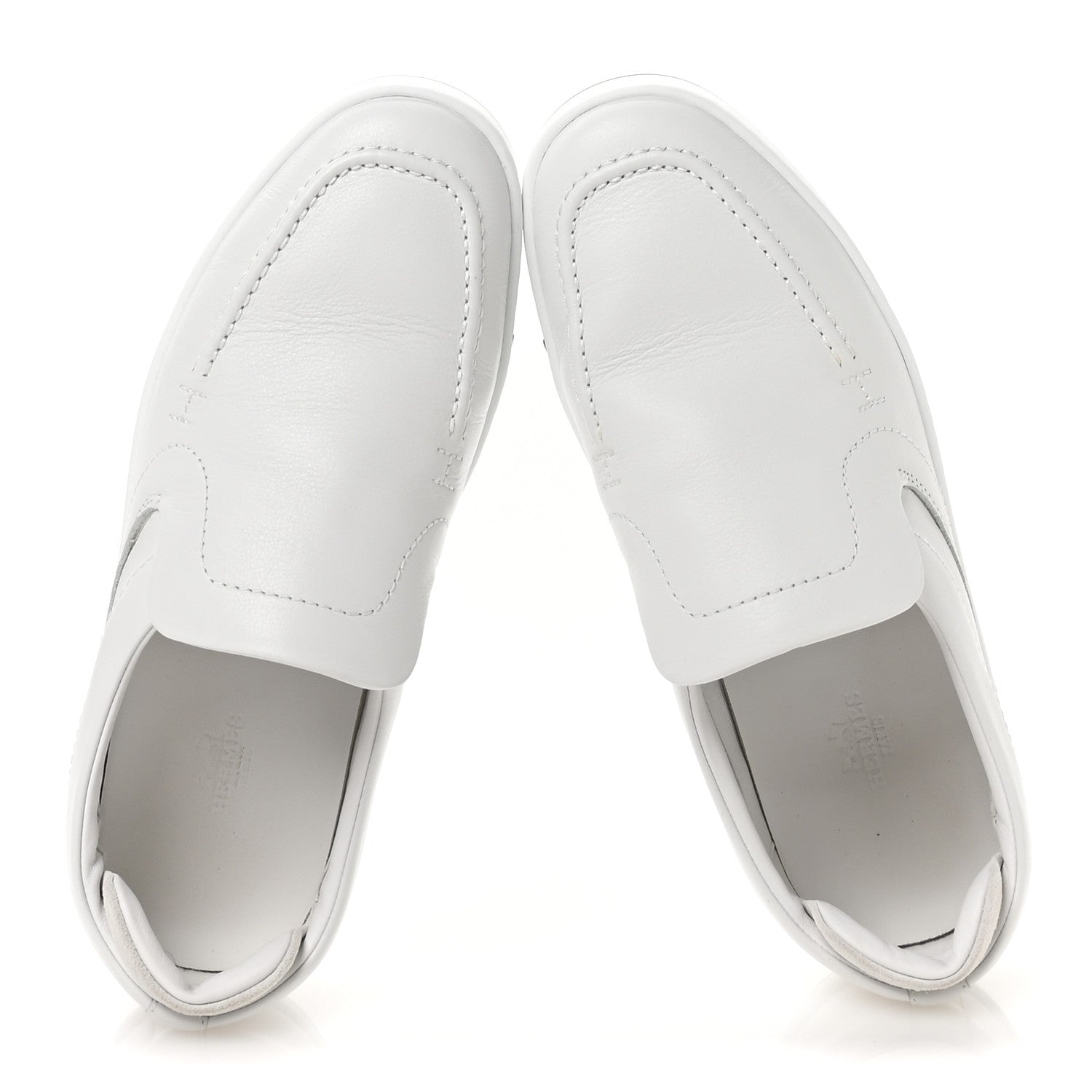 Hermes Calfskin Suede Goatskin Kiddy Slip On Sneakers 38 White 2 of 9