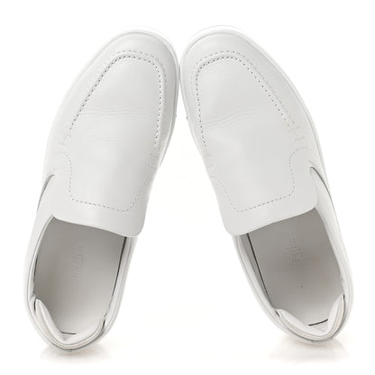 Hermes Calfskin Suede Goatskin Kiddy Slip On Sneakers 38 White 2 of 9