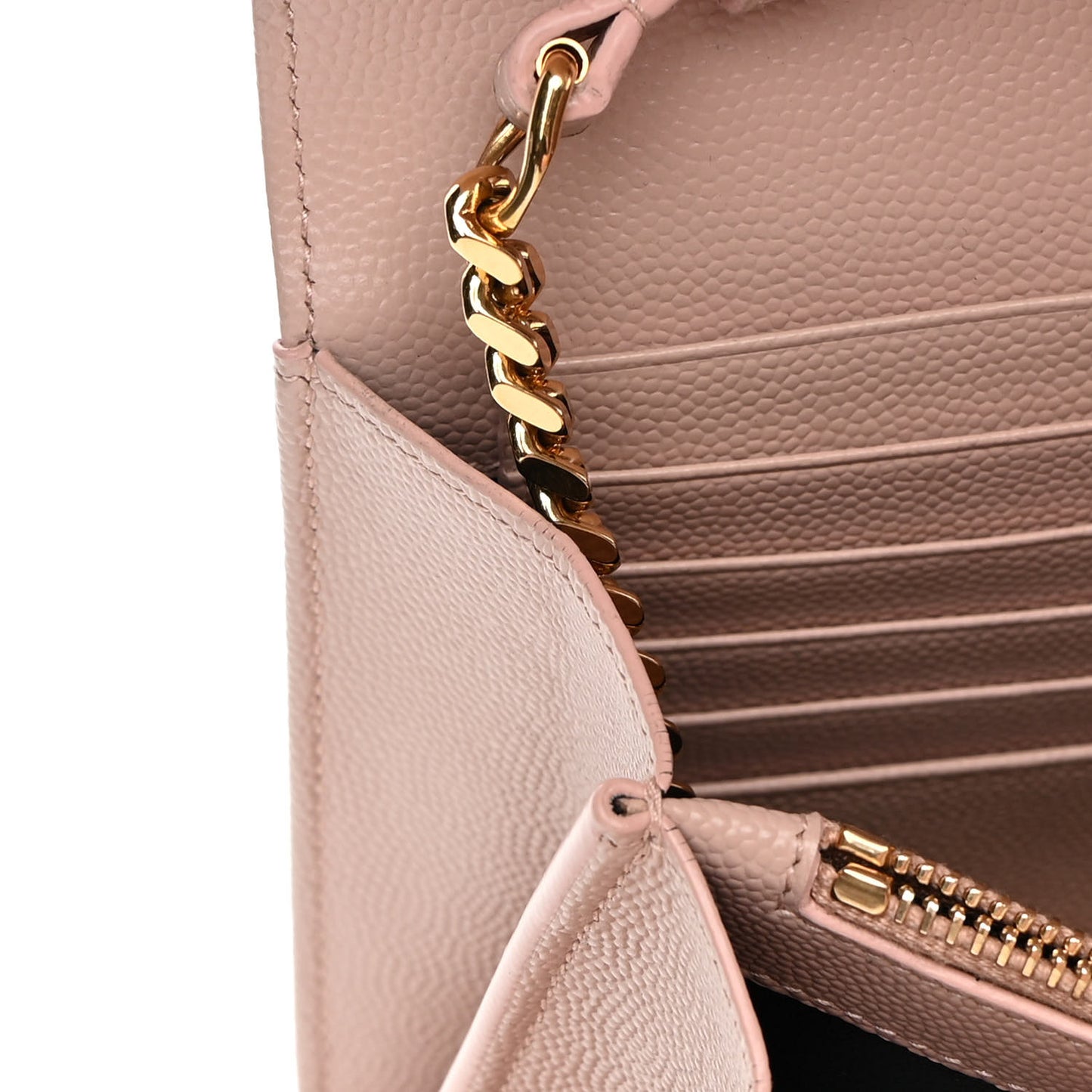 Grain De Poudre Matelasse Chevron Monogram Chain Wallet Pale Pink