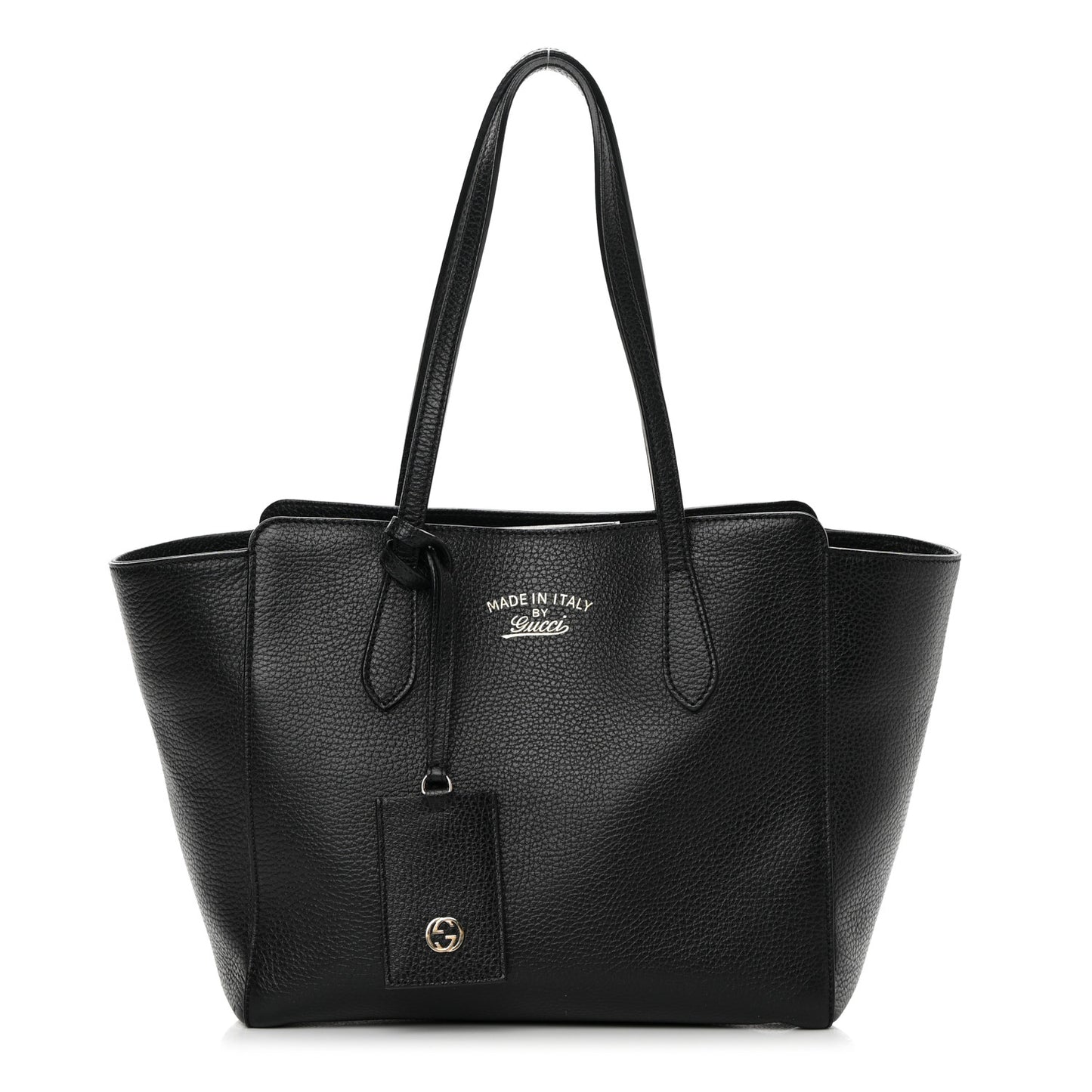 Pebbled Calfskin Small Swing Tote Black