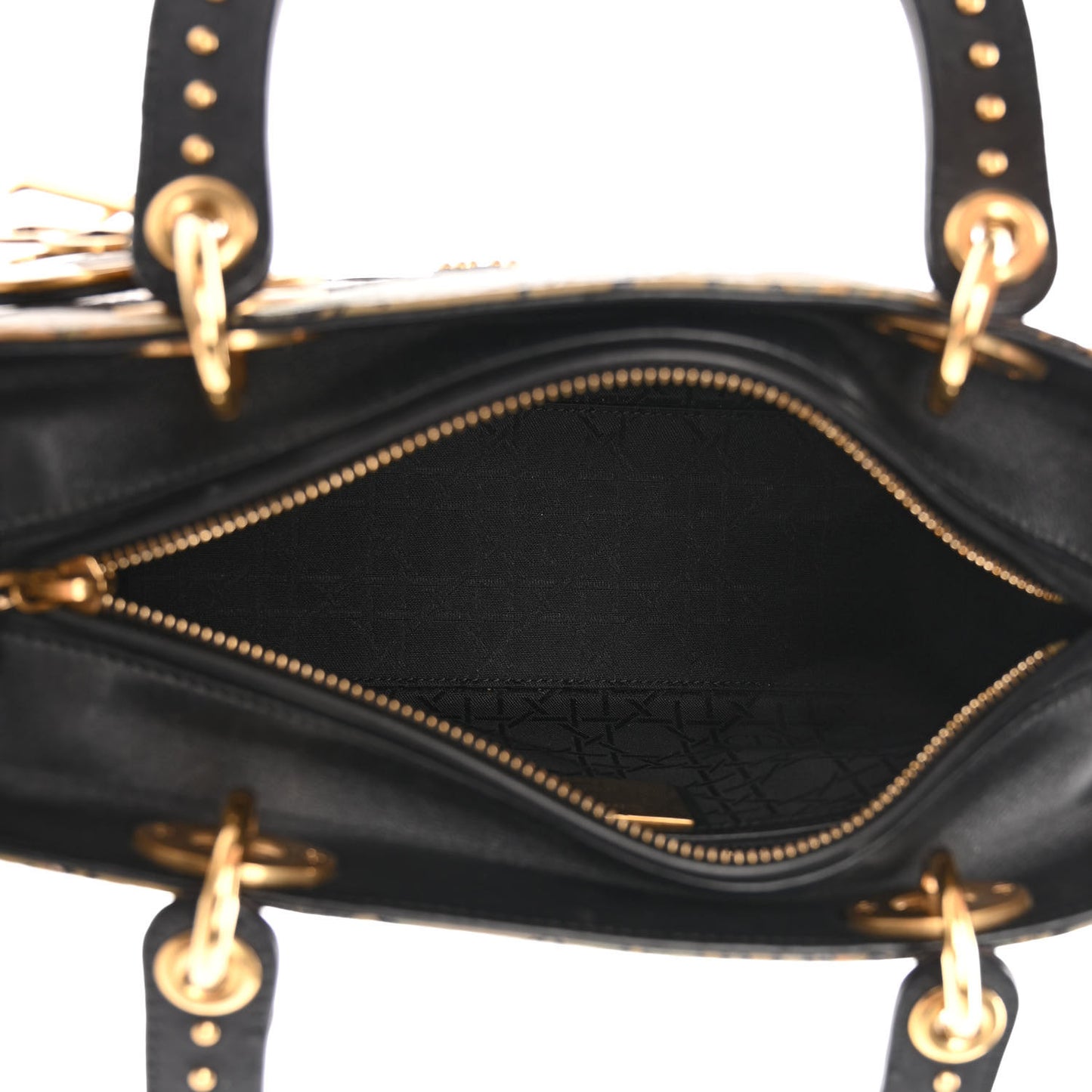 Calfskin New World Physical Print Studded Medium Lady Dior Multicolor