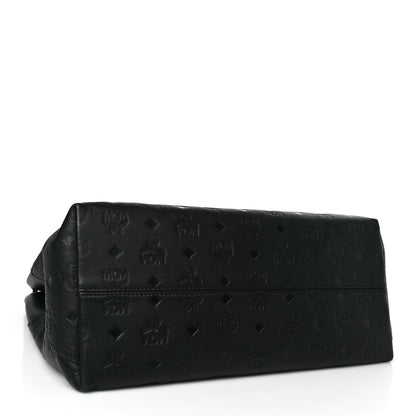 MCM Calfskin Ottomar Monogram Large Klara Hobo Black Beige 4 of 9