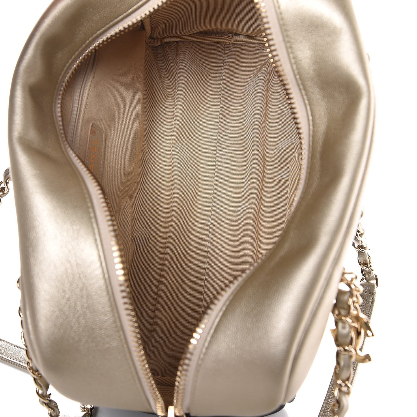 Caviar Iridescent Calfskin Duo Bowling Bag Black Light Gold