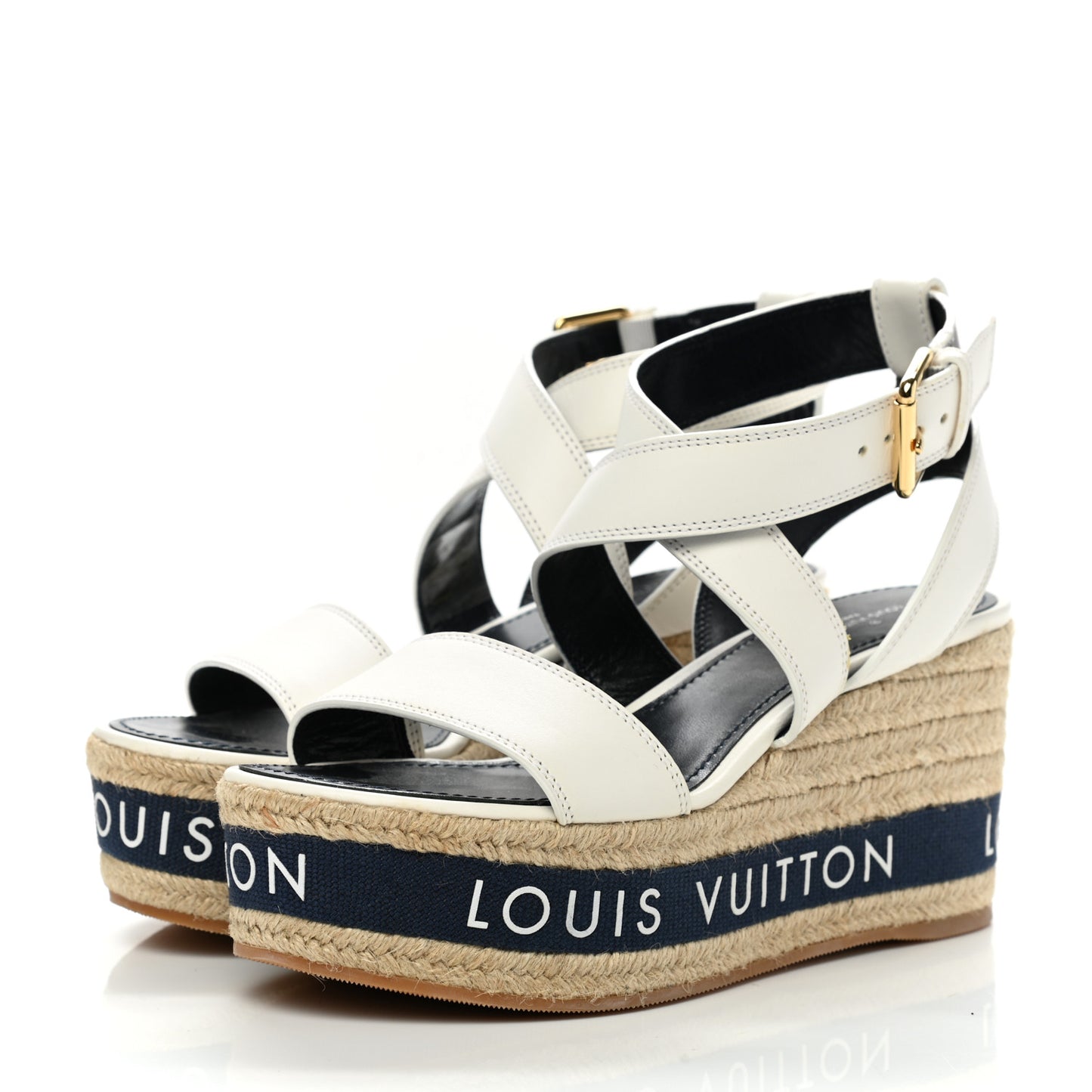 Calfskin Boundary Wedge Sandals 38 White