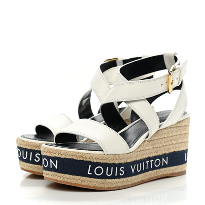 Louis Vuitton Calfskin Boundary Wedge Sandals 38 White 3 of 8
