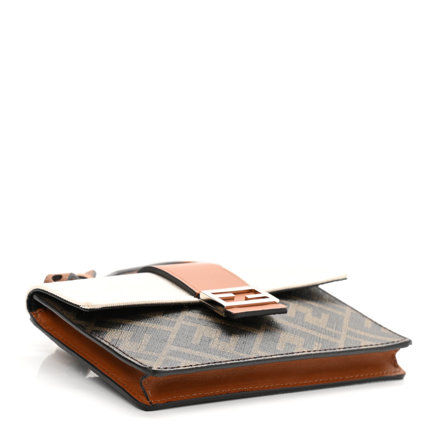 Fendi Glazed Fabric Cotton Vitello King Aura FF 1974 Baguette Belt Pouch Tobacco Moro Grezzo Cuoio 4 of 10
