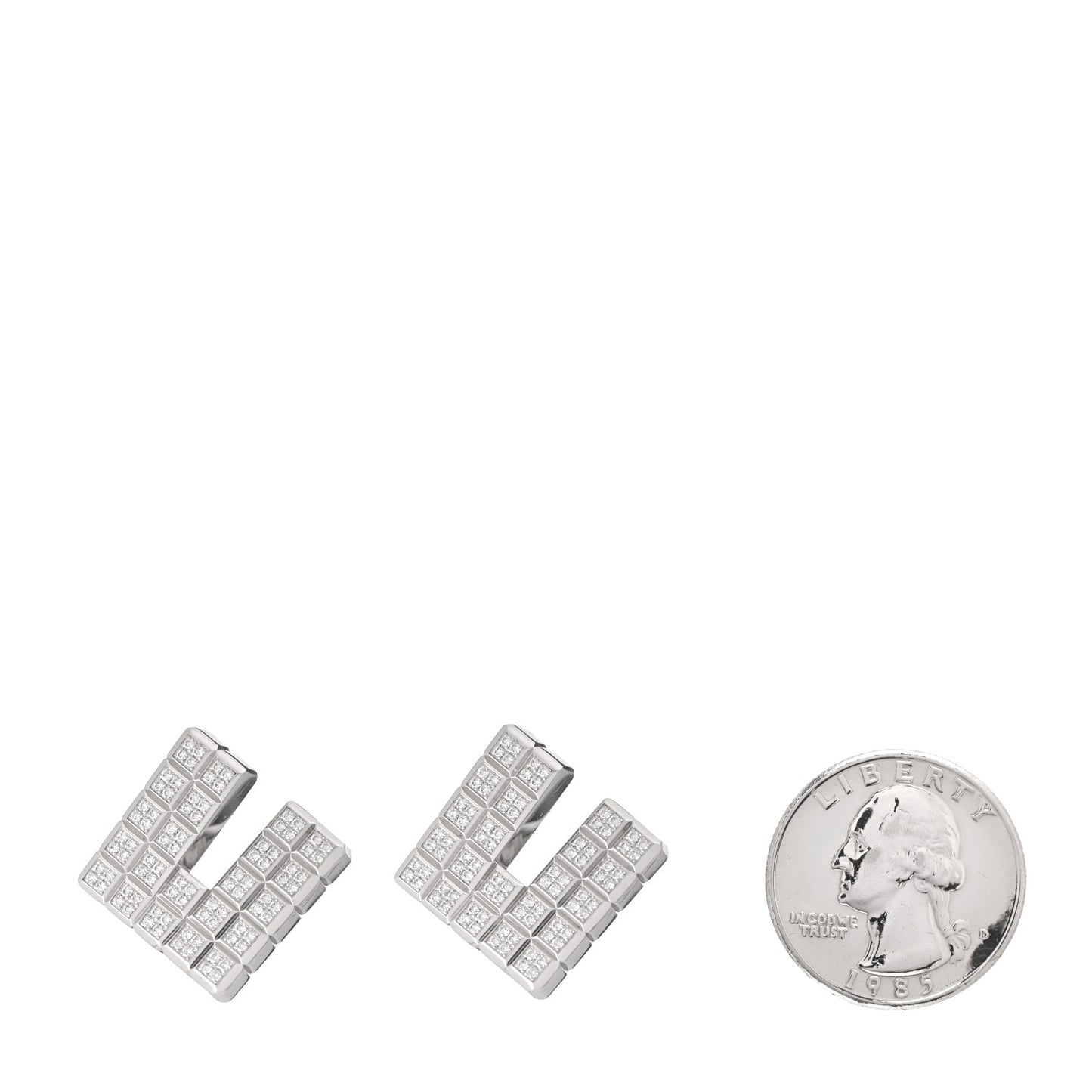 18K White Gold Diamond Ice Cube Clip-On Earrings