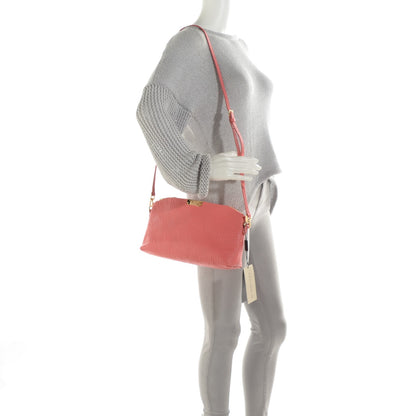 Burberry Signature Grain Calfskin Check Embossed Small Chichester Crossbody Clutch Bag Rose Pink 4 of 11