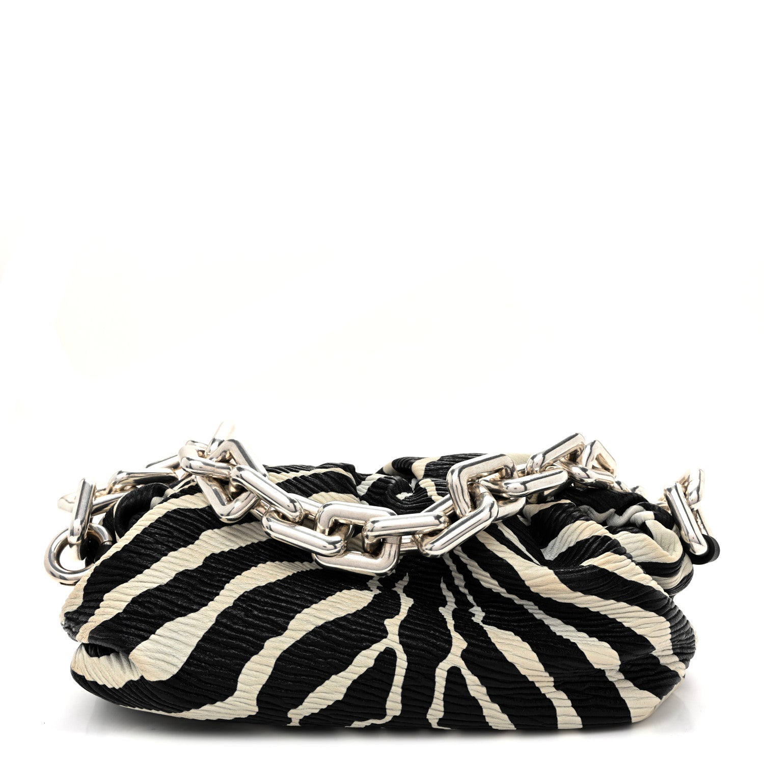 Bottega Veneta Nappa Zebra Print The Pouch Chain White Black 1 of 10