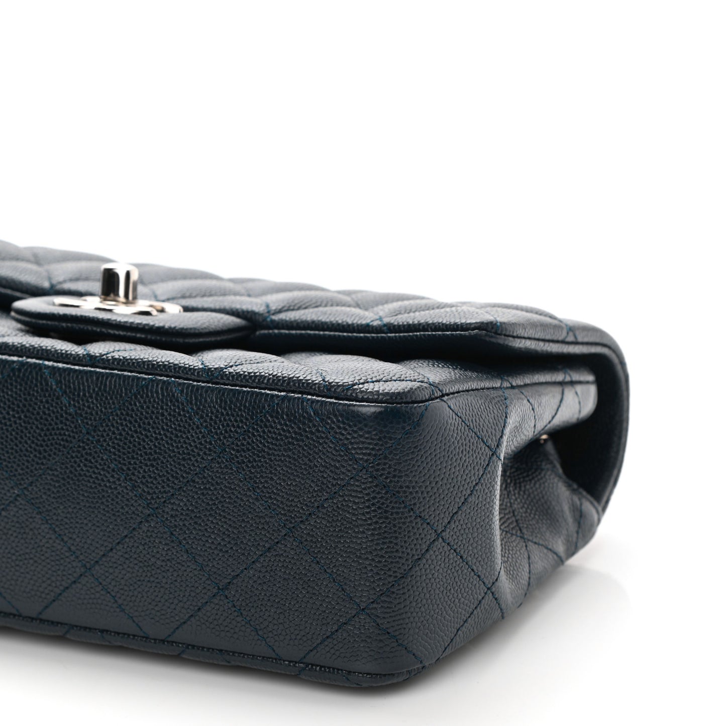 Caviar Quilted Mini Rectangular Flap Navy