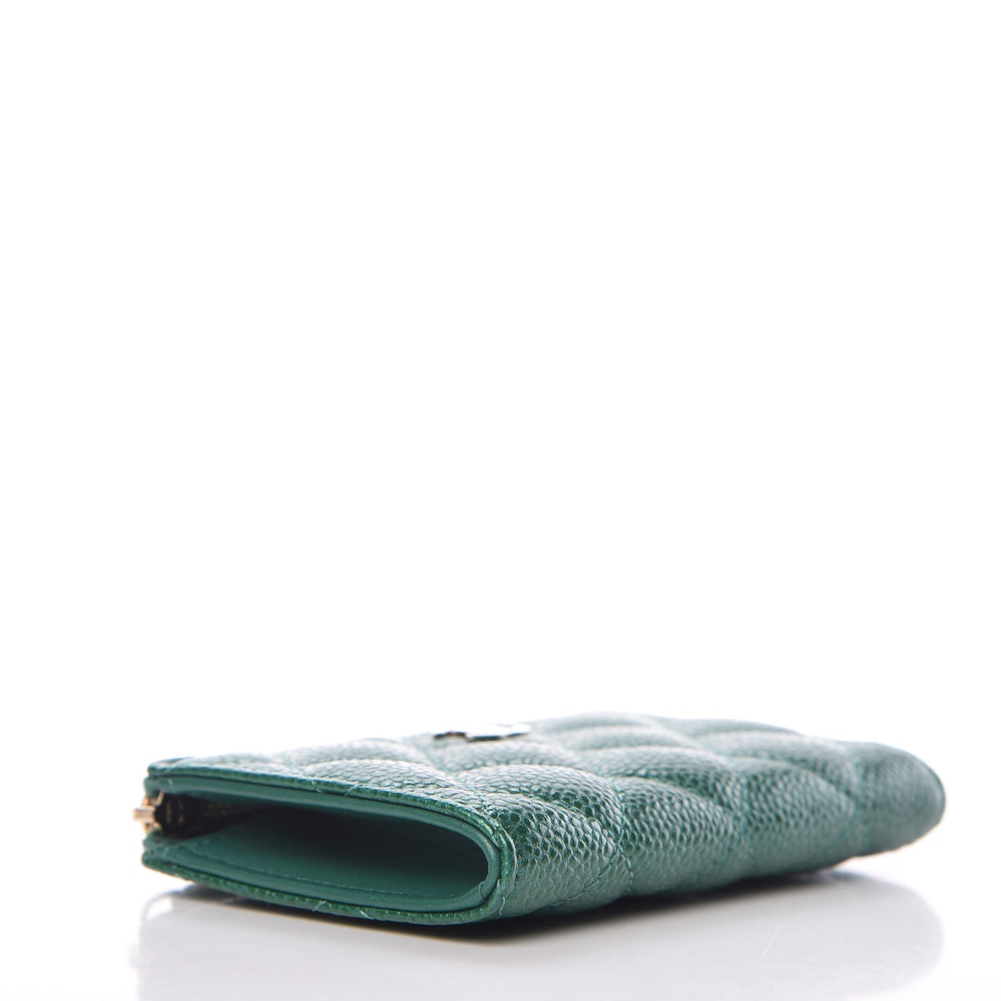 Metallic Caviar Quilted Key Holder Case Green