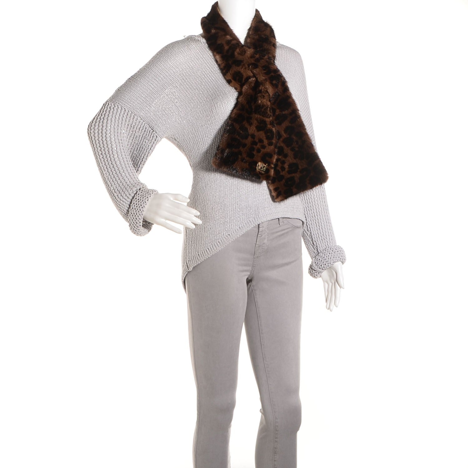 Louis Vuitton Mink Leopard Print Scarf 2 of 4