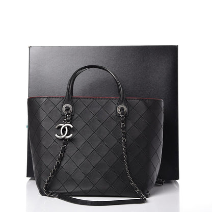 Chanel Calfskin Stitched Medium Shopping Tote Black 15 of 15