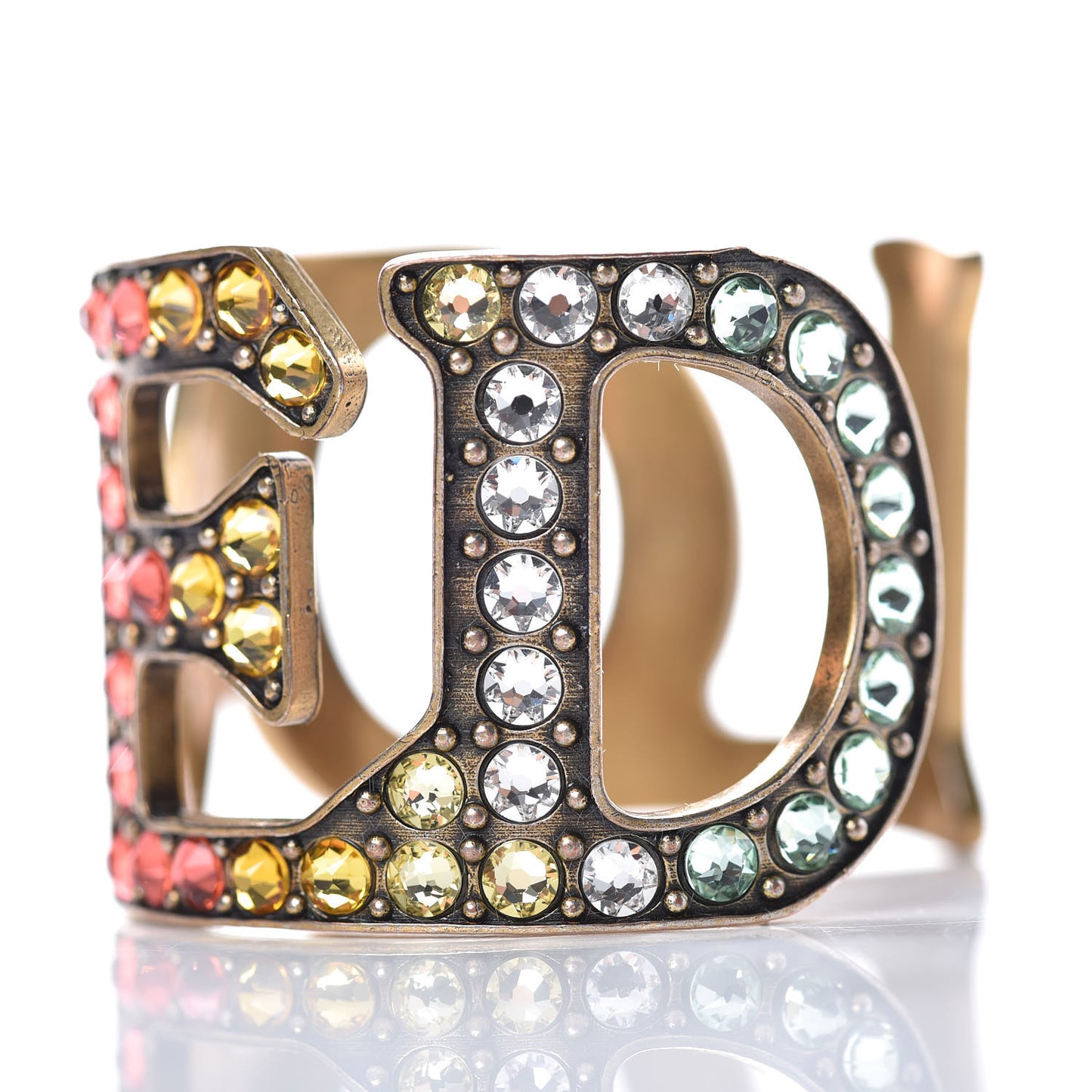 Metal Crystal Loved Cuff Bracelet 16 Aged Gold