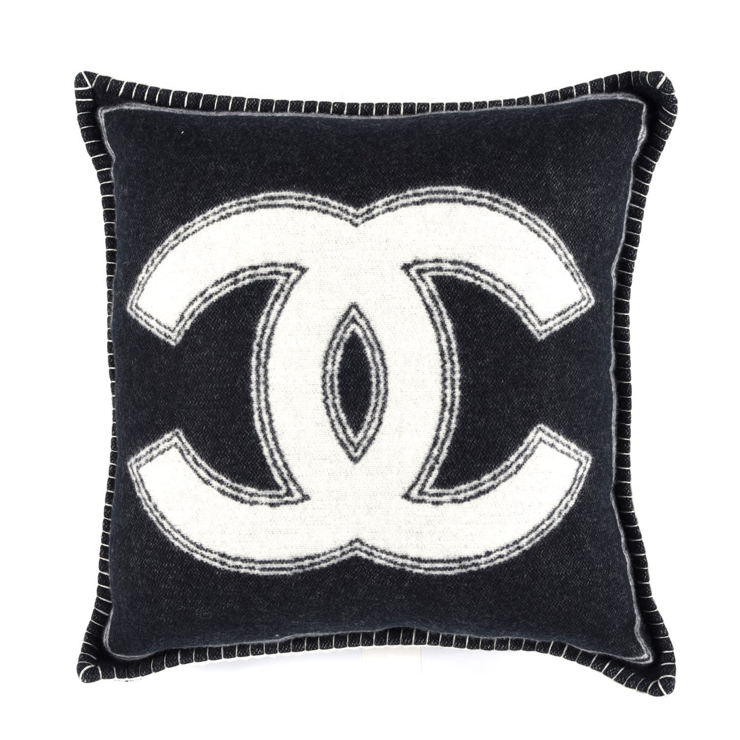 Merino Wool Cashmere CC Pillow Black Beige