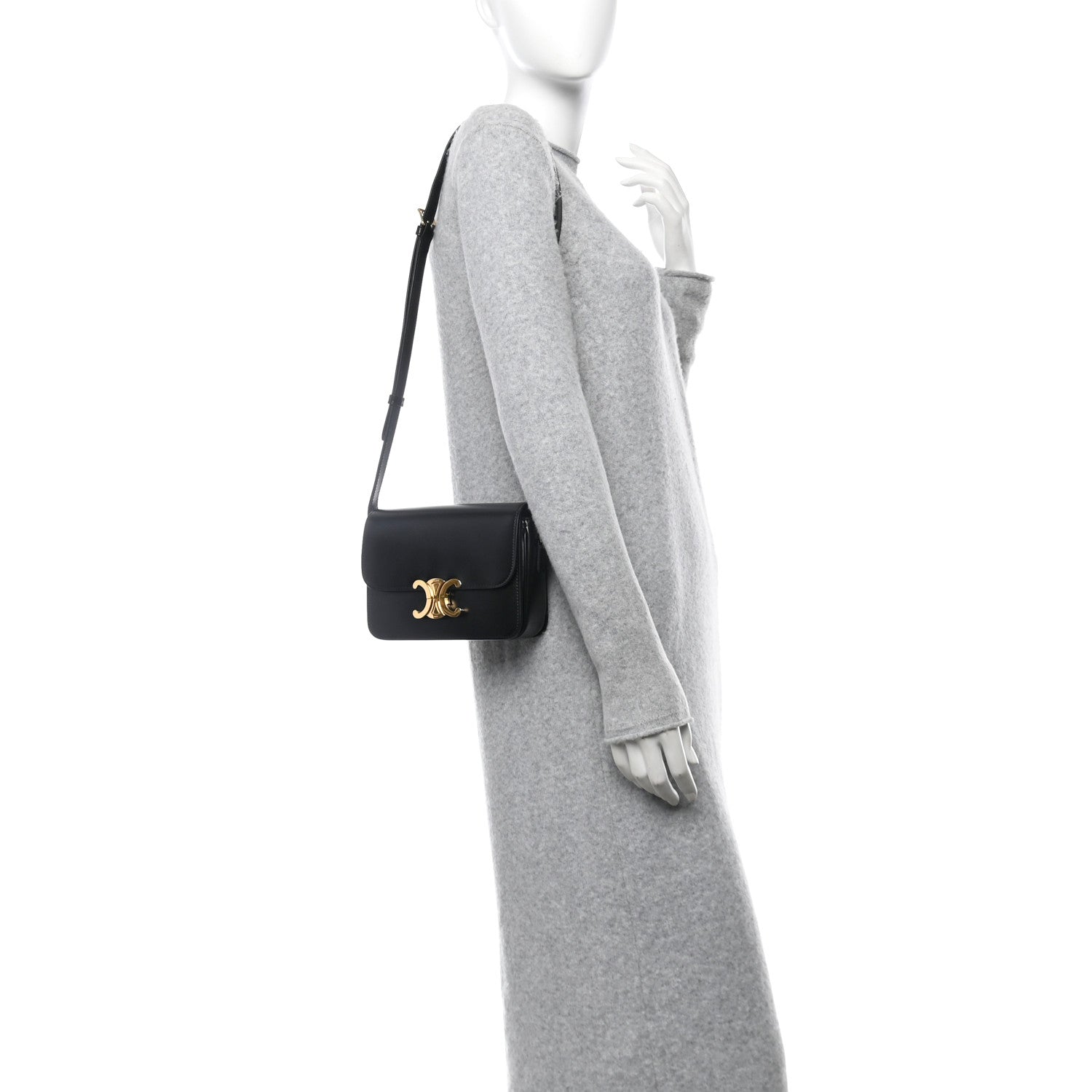 Celine Shiny Calfskin Teen Triomphe Black 2 of 10