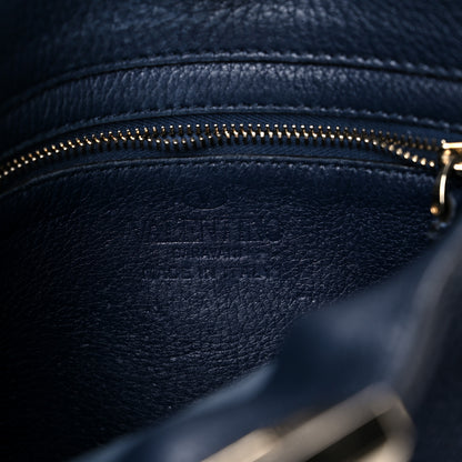 Valentino Garavani Pebbled Calfskin Mini Rockstud Flip-Lock Messenger Bag Marine 6 of 23