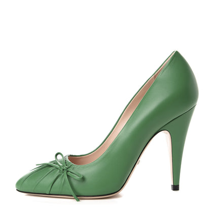 Gucci Nappa Bow High Heel Pumps 36 New Shamarock 1 of 10
