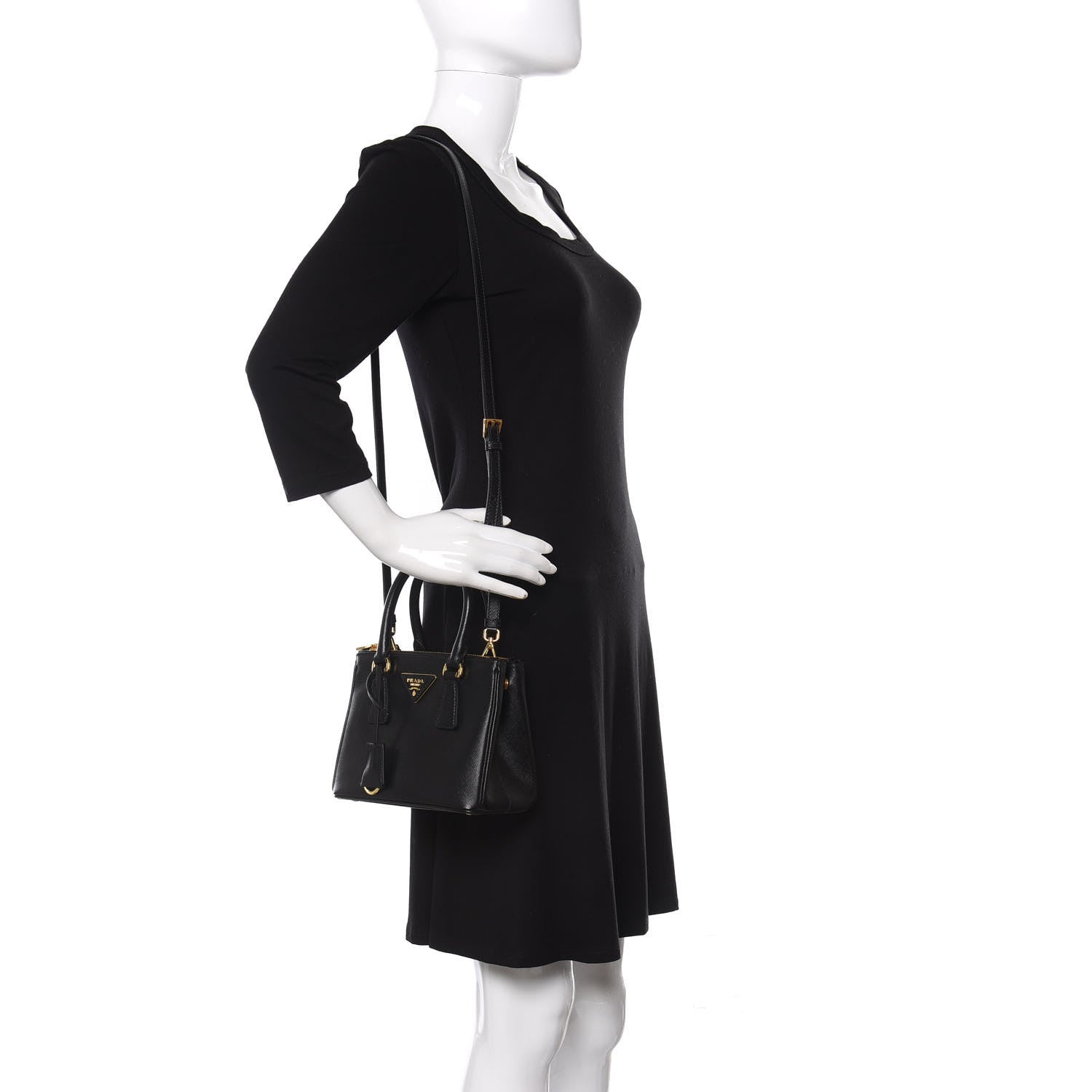 Prada Saffiano Lux Mini Galleria Double Zip Tote Black 2 of 10