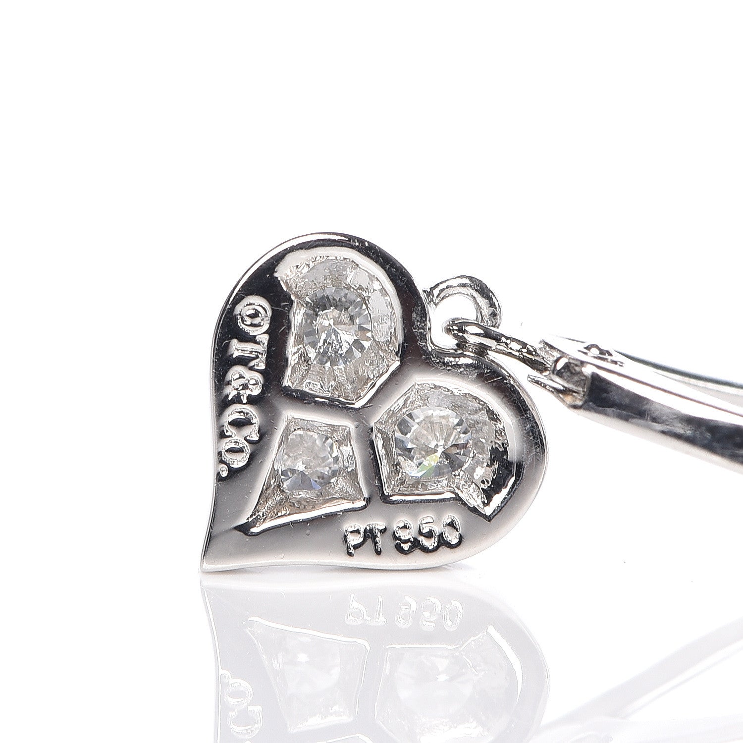 Tiffany Platinum Diamond Heart Drop Earrings 4 of 4