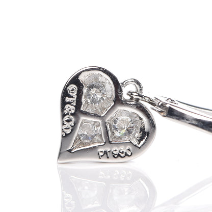 Tiffany Platinum Diamond Heart Drop Earrings 4 of 4