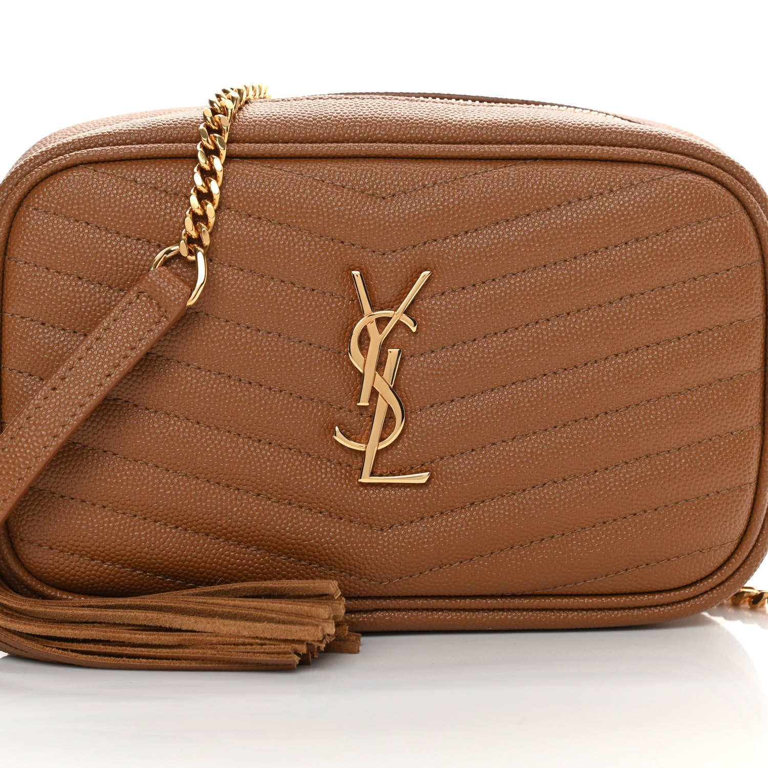 Saint Laurent Grain De Poudre Matelasse Monogram Mini Lou Camera Bag Dark Natural 8 of 13