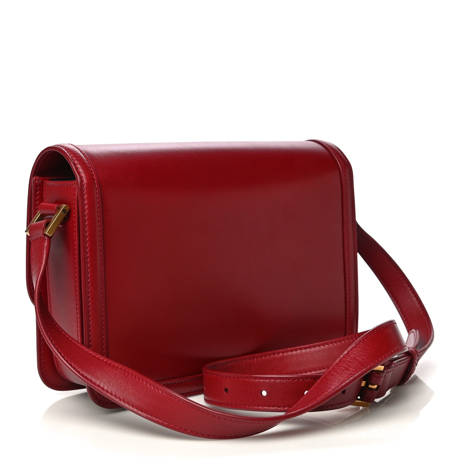 Saint Laurent Box Calfskin Monogram Medium Solferino Satchel Rouge Opyum 3 of 11