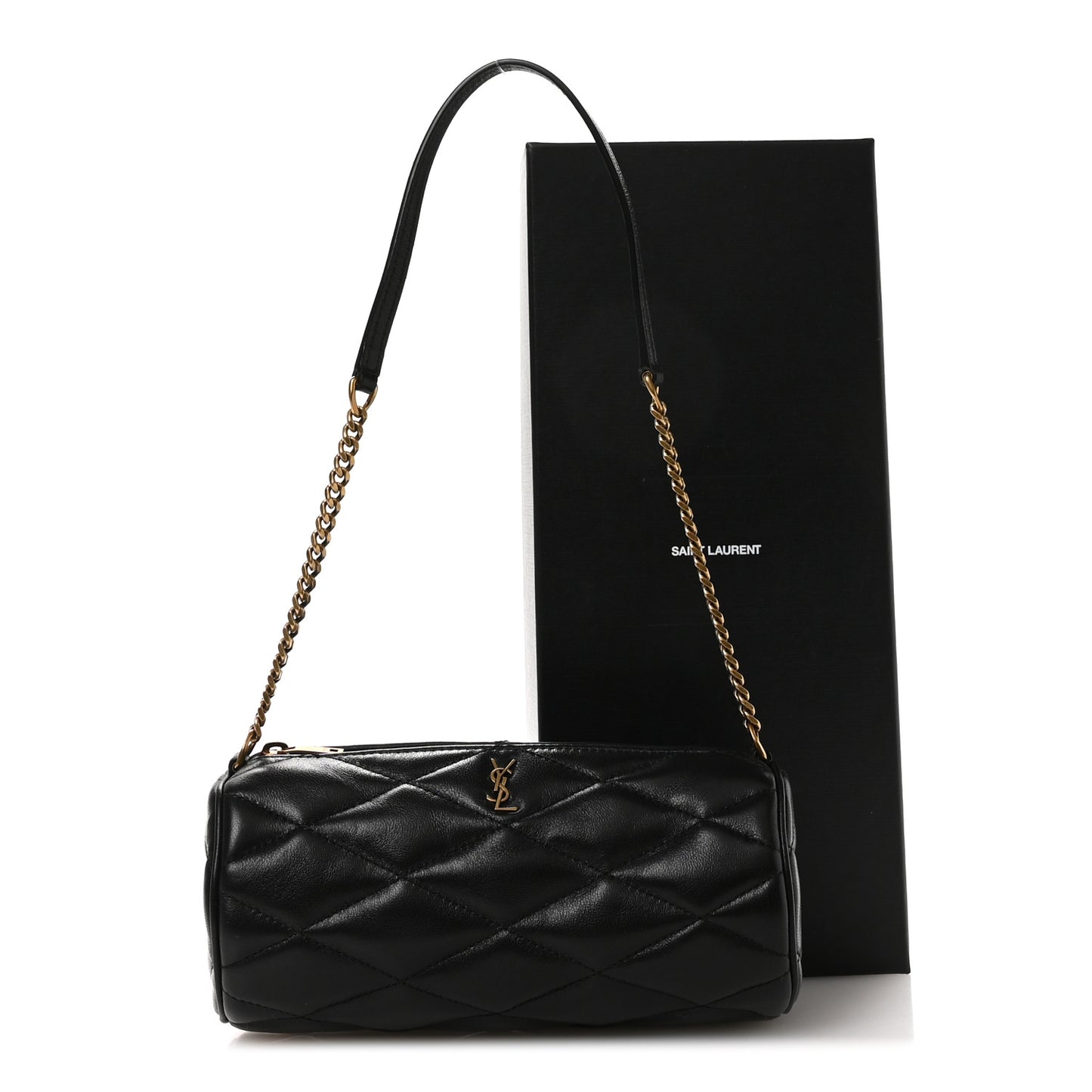 Lambskin Monogram Mini Sade Tube Bag Black