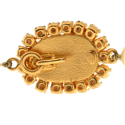 Chanel Metal Pearl CC Chain Choker Necklace Gold White 4 of 5
