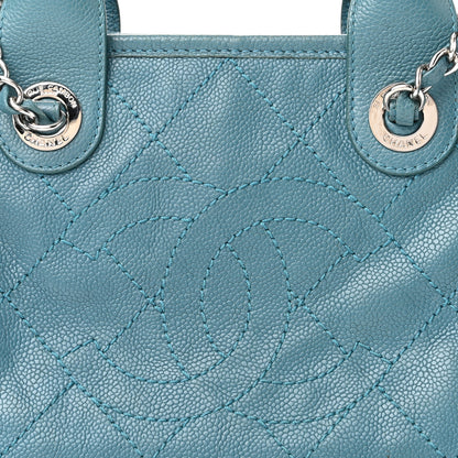 Chanel Caviar Quilted Small Deauville Bowling Bag Blue 8 of 10