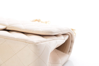 Chanel Lambskin Quilted Jumbo Double Flap Light Beige 19 of 21