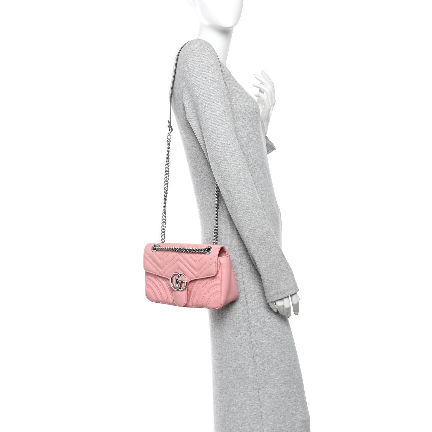 Gucci Calfskin Matelasse Small GG Marmont Shoulder Bag Wild Rose 2 of 10