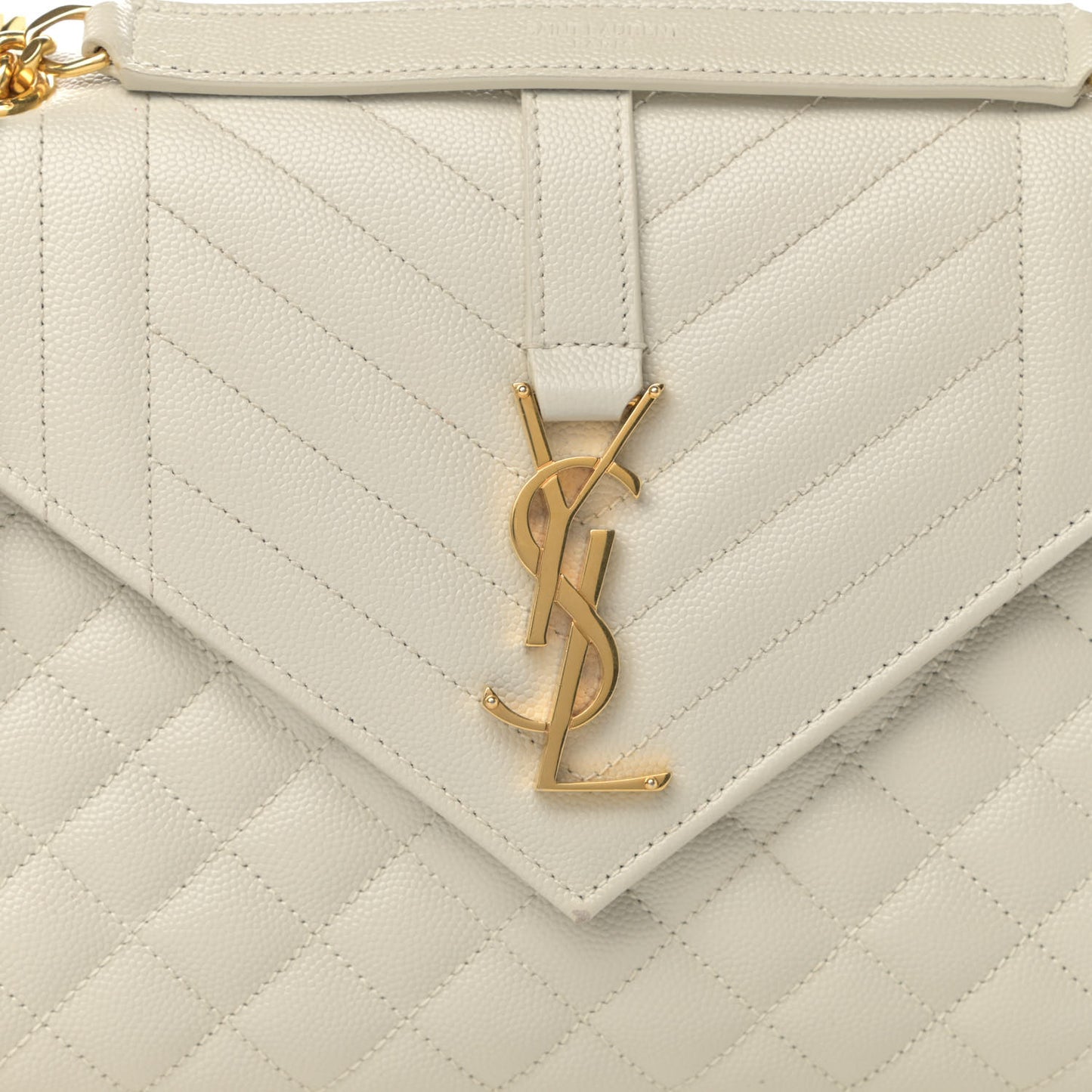 Grain De Poudre Textured Mixed Matelasse Medium Triquilt Monogram Satchel Crema Soft
