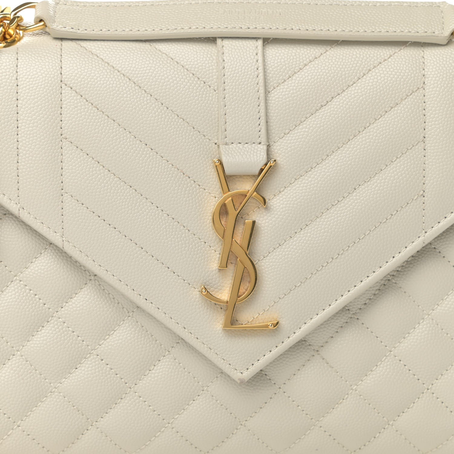 Saint Laurent Grain De Poudre Textured Mixed Matelasse Medium Triquilt Monogram Satchel Crema Soft 8 of 13