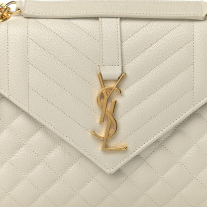 Saint Laurent Grain De Poudre Textured Mixed Matelasse Medium Triquilt Monogram Satchel Crema Soft 8 of 13