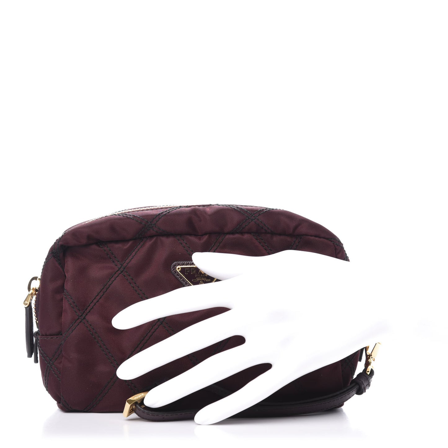 Tessuto Nylon Saffiano Impunturato Quilted Wristlet Granato