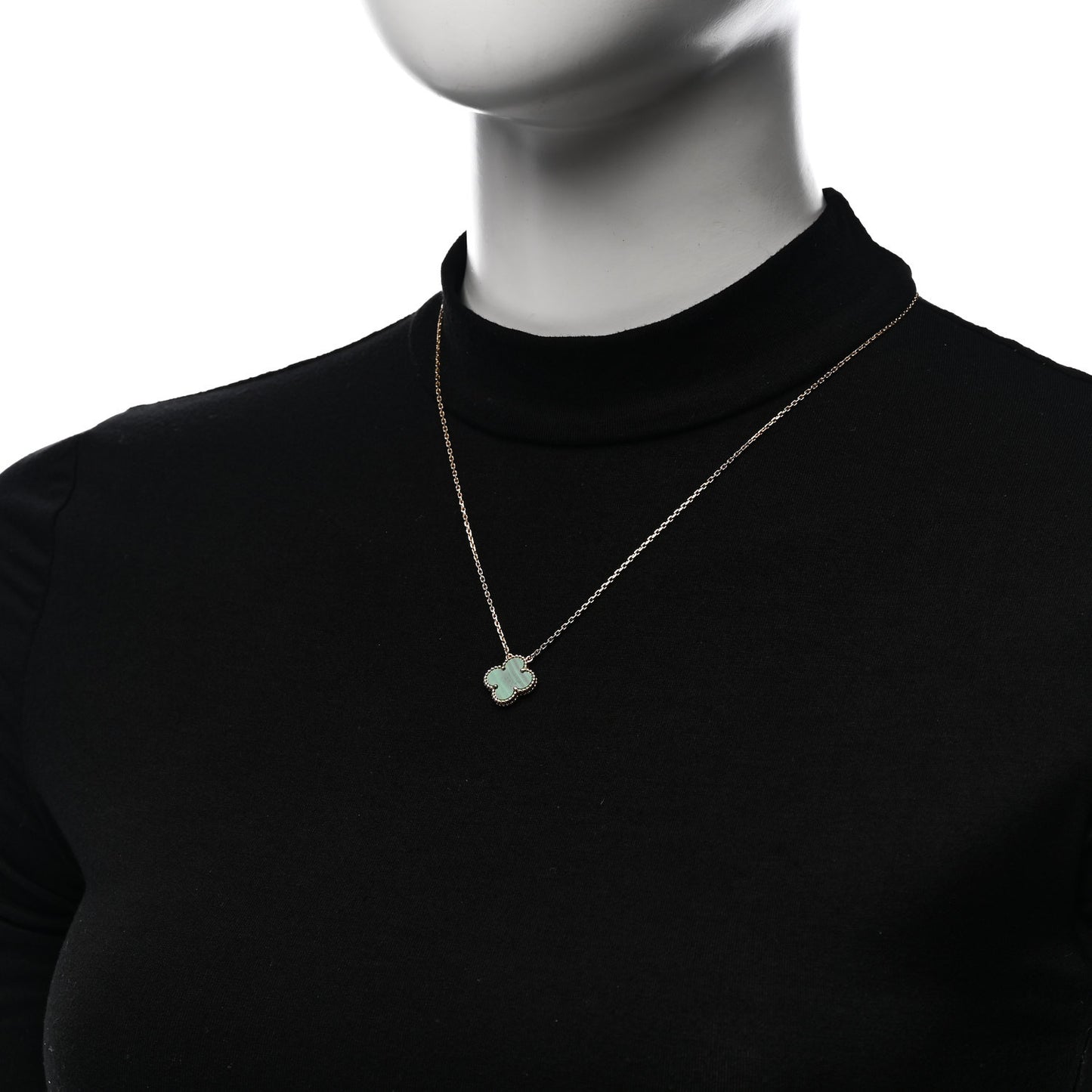 18K Yellow Gold Malachite Vintage Alhambra Pendant Necklace