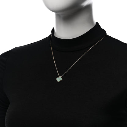 Van Cleef & Arpels 18K Yellow Gold Malachite Vintage Alhambra Pendant Necklace 2 of 5