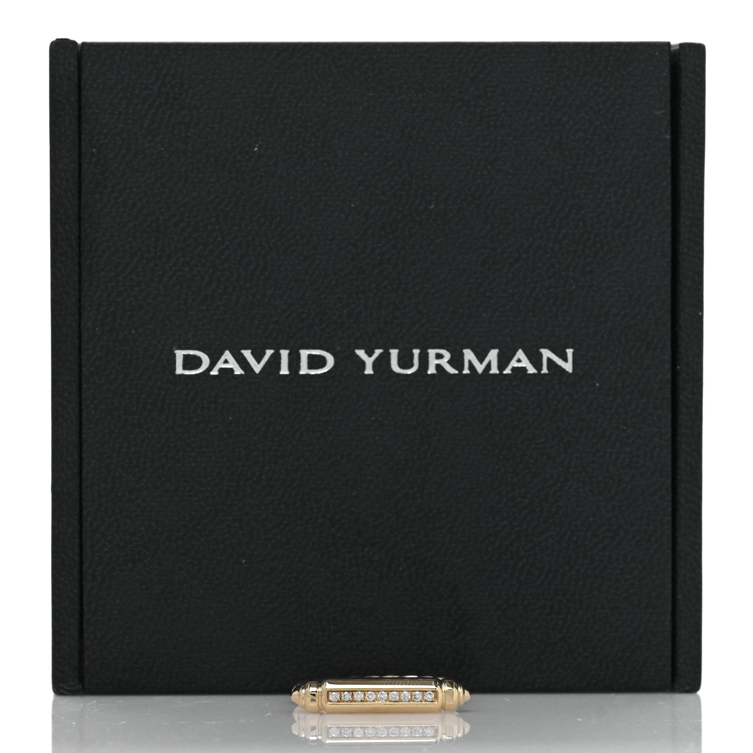 David Yurman 18K Yellow Gold Diamond Lexington Barrel Ring 53 6.5 5 of 5