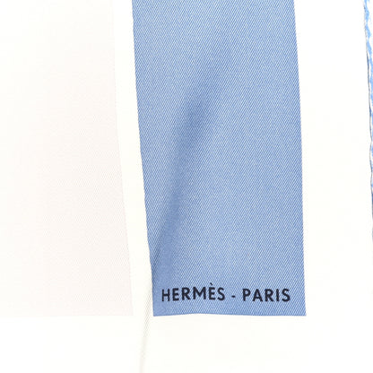 Hermes Silk Swinging Saint Germain Scarf 70 Bleu Jean Rose White 3 of 5