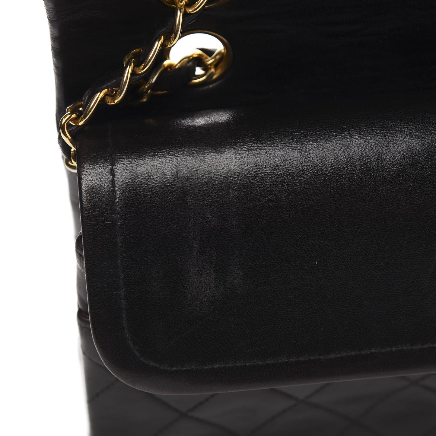 Lambskin Quilted Medium Double Flap Black