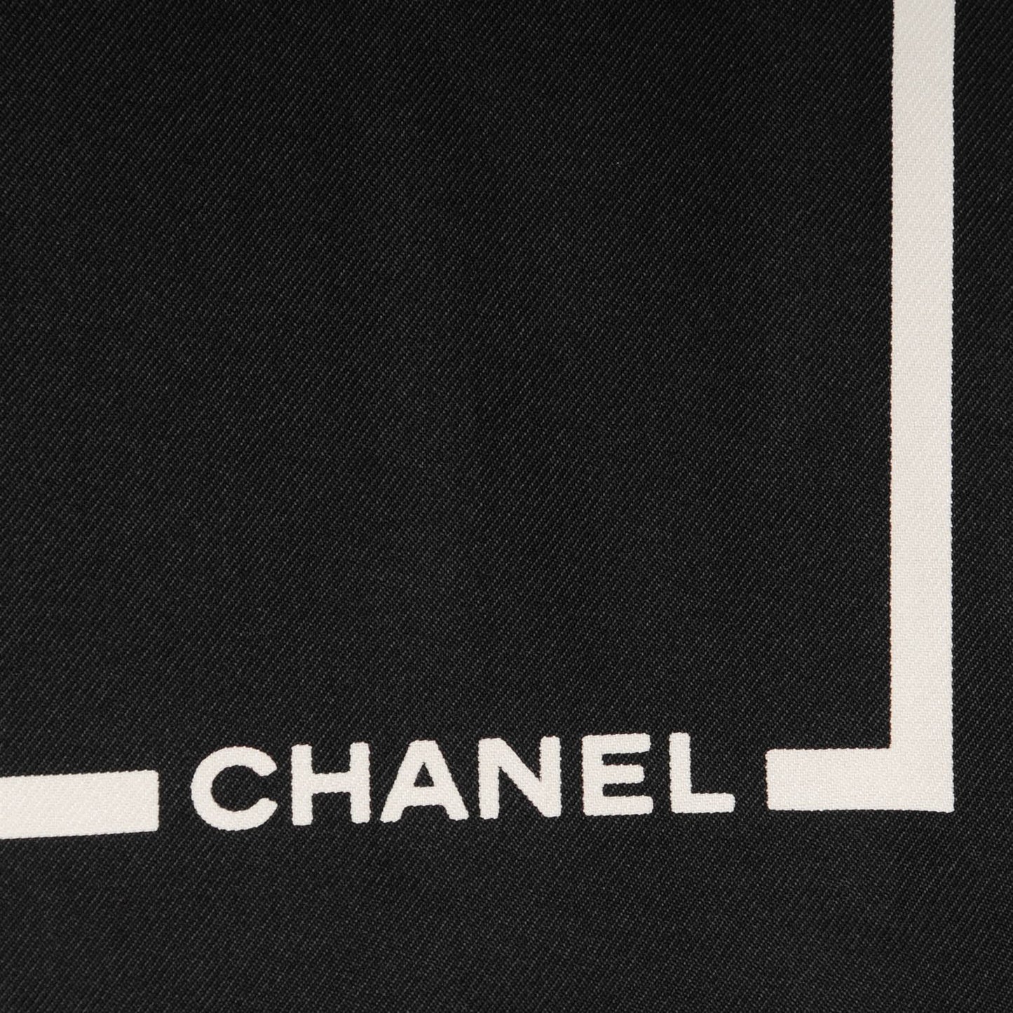 Silk CC Logo Stripe Scarf Black White