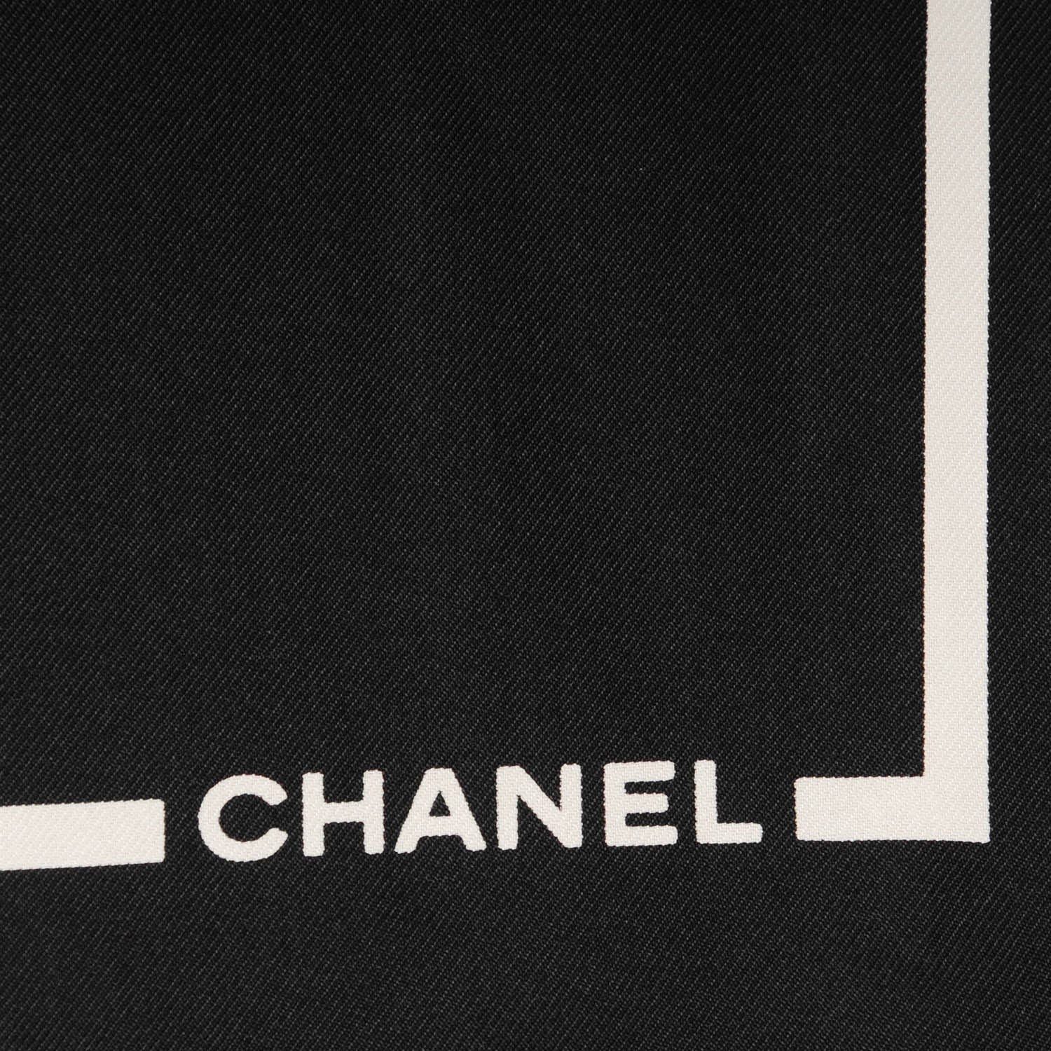 Chanel Silk CC Logo Stripe Scarf Black White 3 of 5